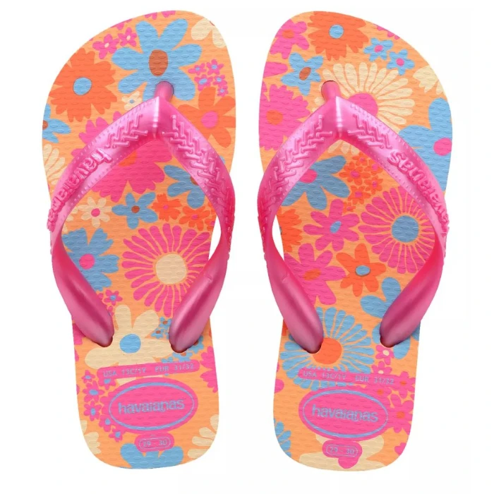 Chinelo Havaianas De Dedo Kids Flores Pêssego 25/26