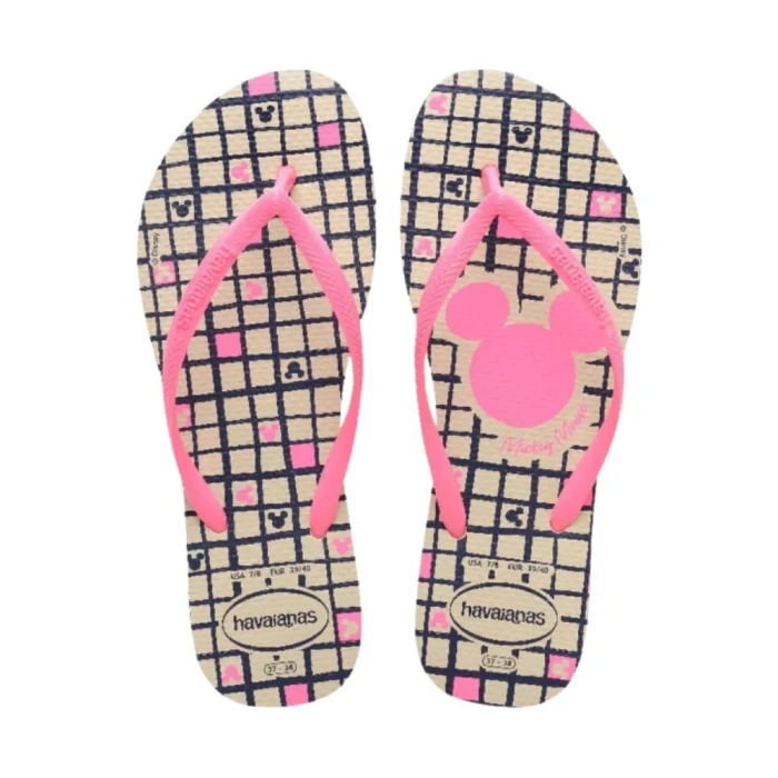Chinelo Havaianas De Dedo Slim Disney Feminino Bege 35/36