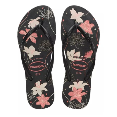 Chinelo Havaianas De Dedo Slim Organic Preto/Rosa 37/38