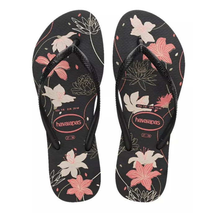 Chinelo Havaianas De Dedo Slim Organic Preto/Rosa 39/40
