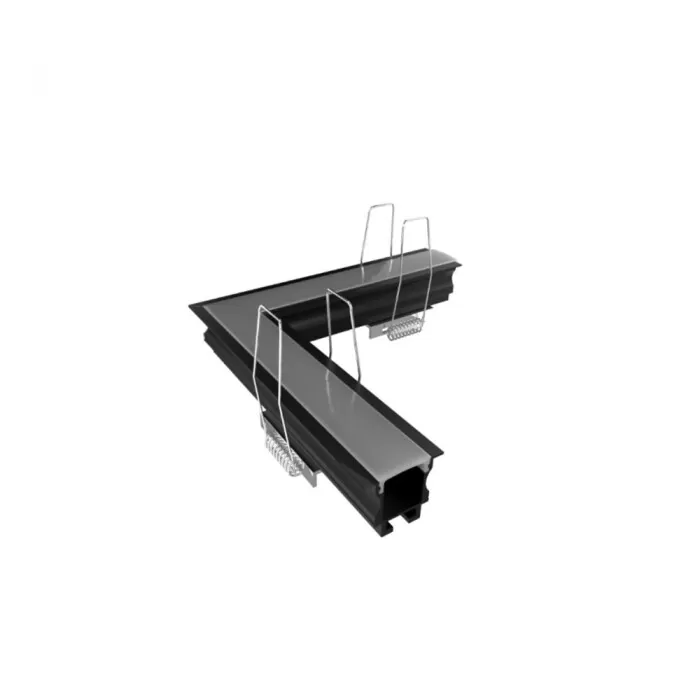 Conector P/ Perfil De Embutir Em L Com Difusor Preto/Branco