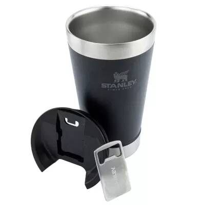 Copor Térmico Com Tampa 473Ml Preto Liso Stanley Novo