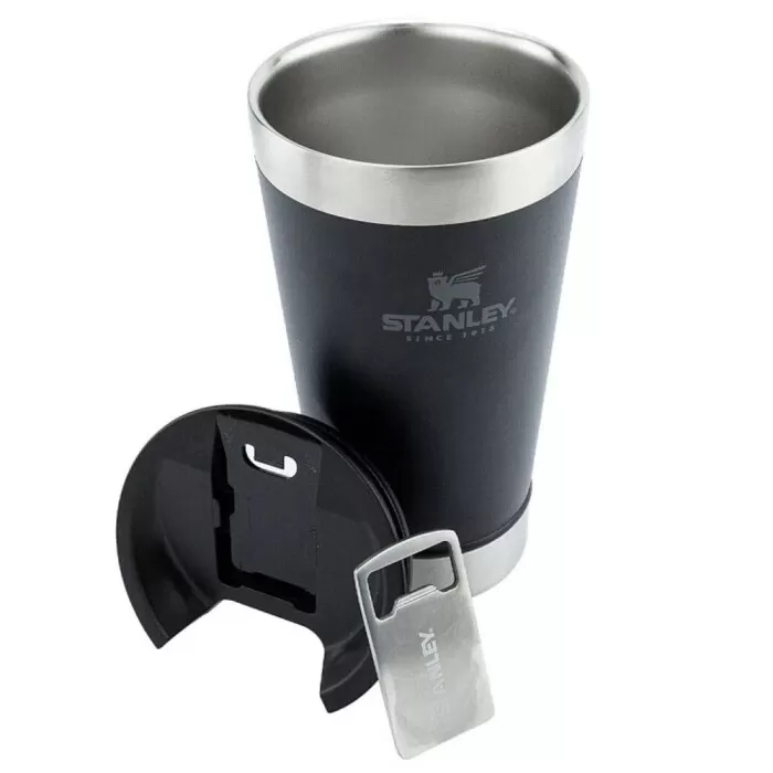 Copor Térmico Com Tampa 473Ml Preto Liso Stanley Novo