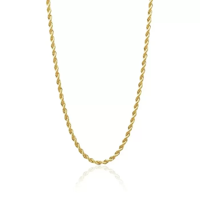Corrente Banhada Dourada Baiano Liso 2Mm Tamanho 45