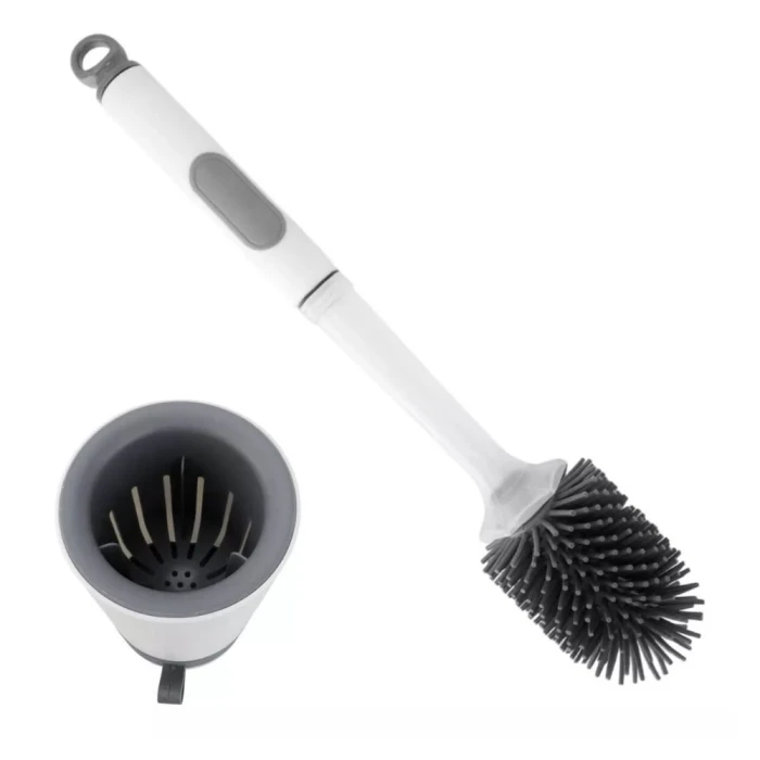 Escova Sanitária De Silicone + Dispenser P/ Limpeza 056-1186