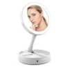 Espelho De Mesa Redondo Com Led Dobrável Branco Organiz Espelho De Mesa Redondo Com Led Dobrável Branco Organiz