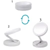 Espelho De Mesa Redondo Com Led Dobrável Branco Organiz Espelho De Mesa Redondo Com Led Dobrável Branco Organiz