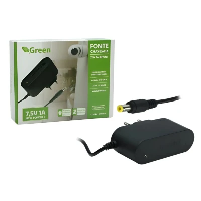 Fonte 7.5V 1A Bivolt Plug 5,5mm X 2,1mm 044-6101 Green