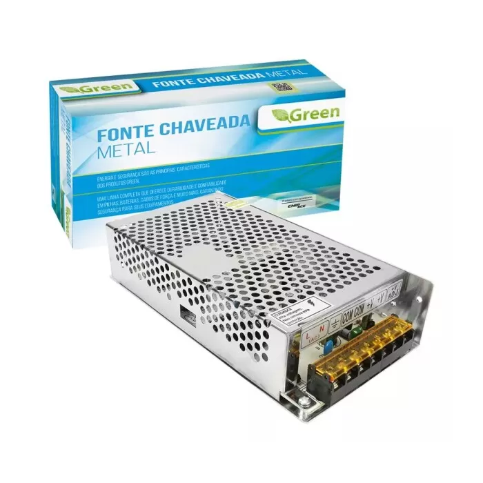 Fonte Chaveada De Metal 12V 10A 120W Bivolt 044120 Green