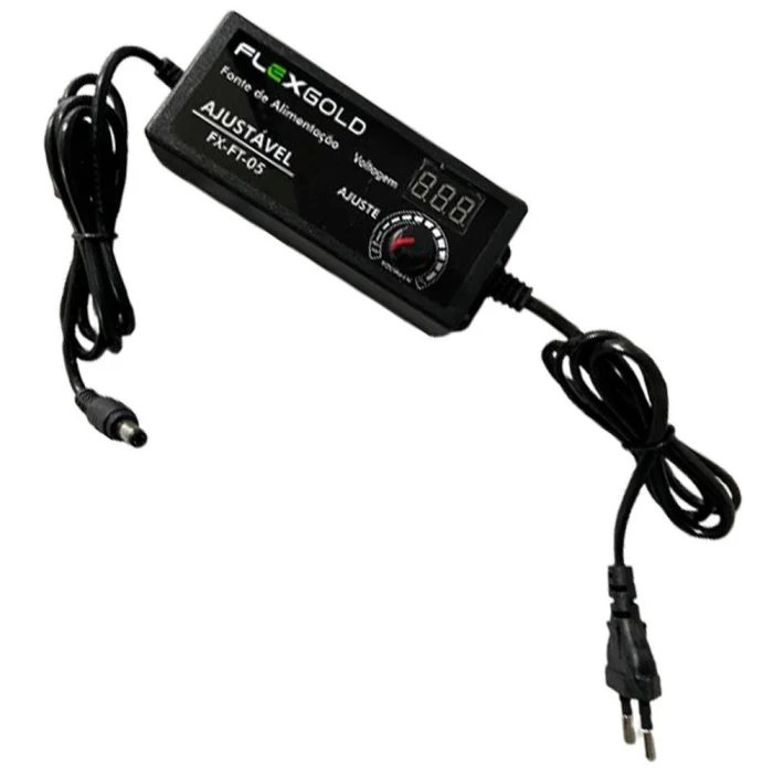 Fonte De Alimentação Ac/Dc Ajustável 3-12V 5A Preta Flex Fonte De Alimentação Ac/Dc Ajustável 3-12V 5A Preta Flex