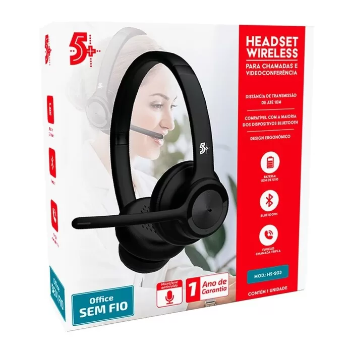 Headset Office Sem Fio Wireless hS-203 5+ Novo