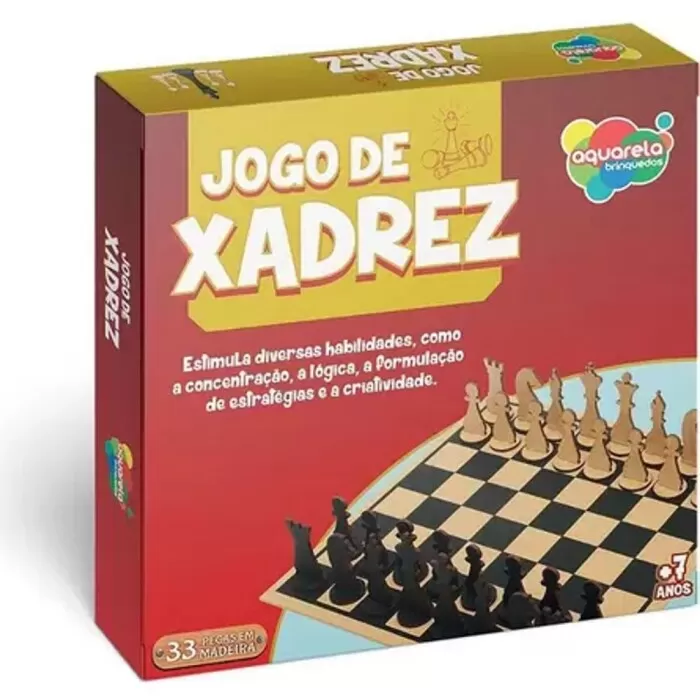 Jogo De Xadrez Em Madeira 144 Aquarela Brinquedos Novo