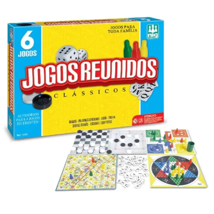 Jogo de tabuleiro Super Jogos Clássicos Reunidos 6 em 1 Jogo de tabuleiro Super Jogos Clássicos Reunidos 6 em 1