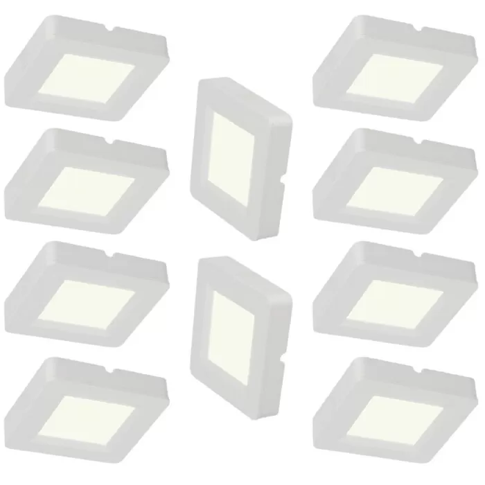 Kit 10 Luminária Cabinet Quadrada 2W 6500K Branca Blumenau
