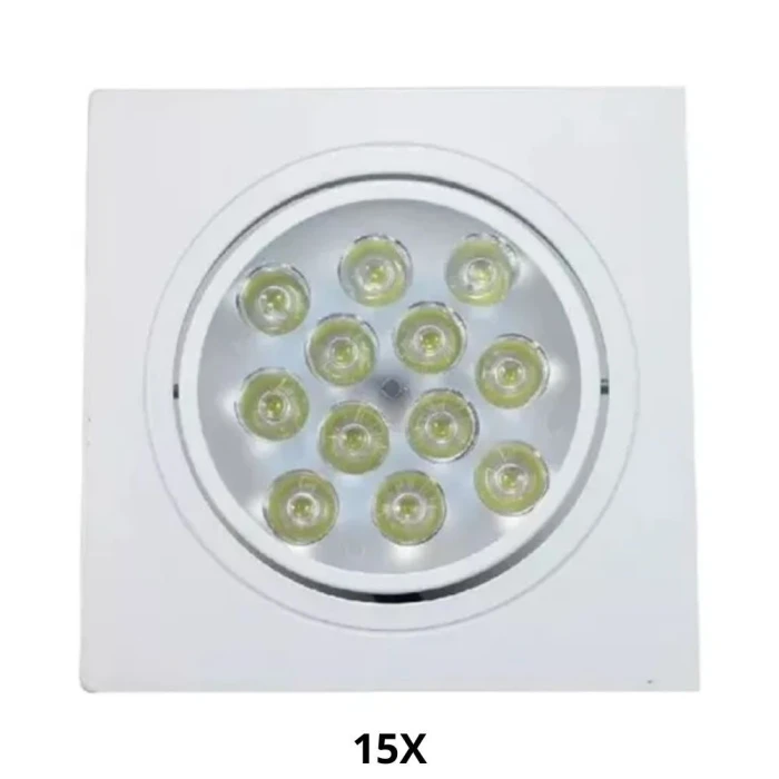 Kit 15 Spot Embutir Quadrado 12W 3500L 12 Leds Splr12W