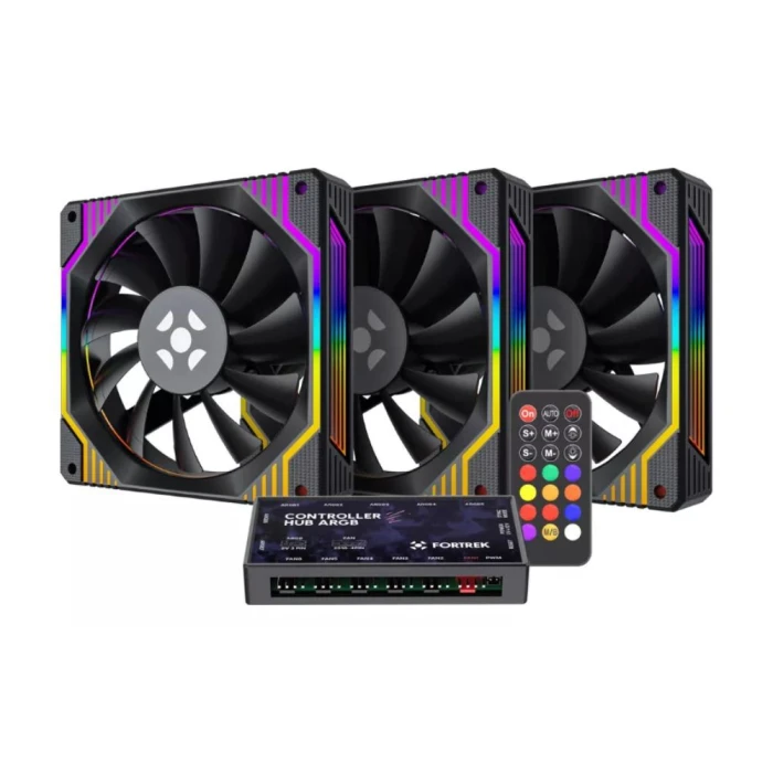 Kit 3 Cooler Fan Argb Fortrek Frosty + Controladora 120mm