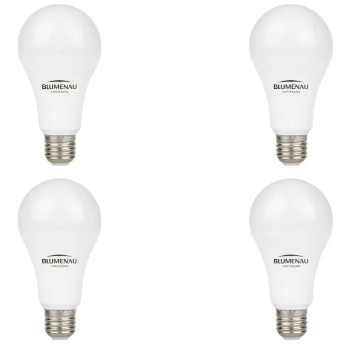 Kit 4 Lâmpada Led A60 12W 3000K E27 Blumenau Bivolt Novo