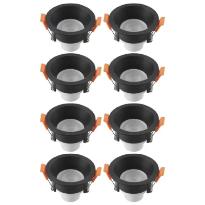 Kit 8 Spot Recuado Embutir Redondo 6W 4100k Bivolt Preto