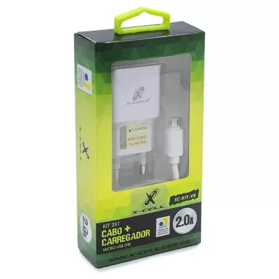 Kit Carregador E Cabo Micro Usb Xc-Kit-V8 Xc-Cell Novo