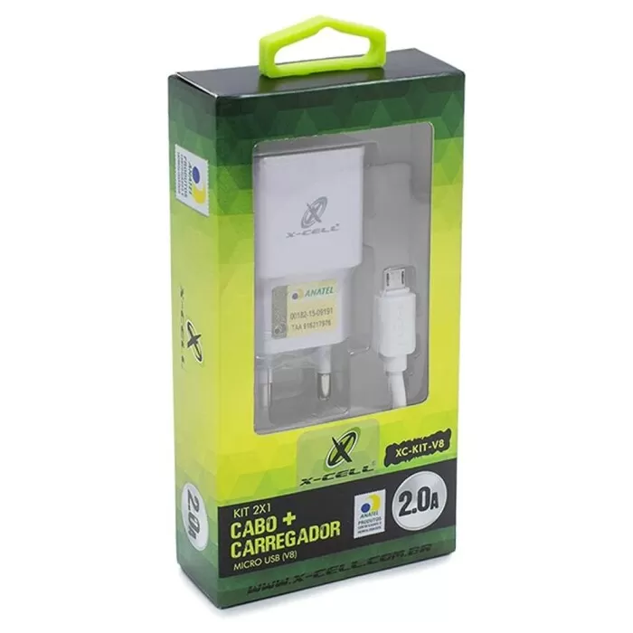 Kit Carregador E Cabo Micro Usb Xc-Kit-V8 Xc-Cell Novo