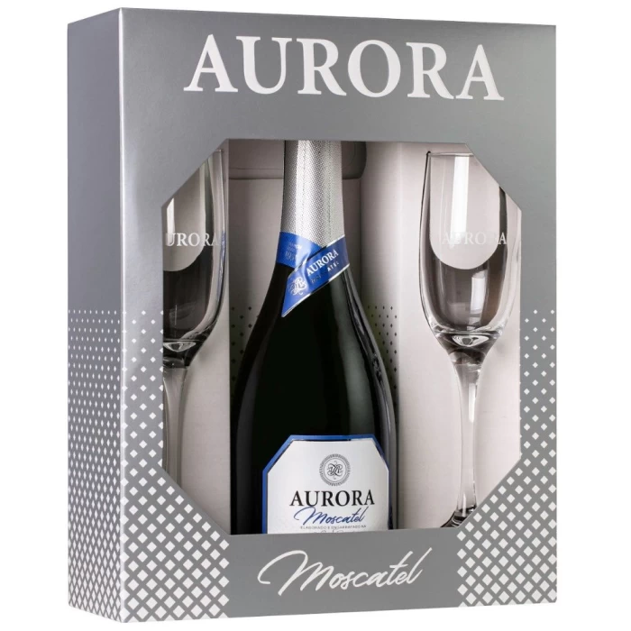 Kit Espumante Aurora Moscatel 750ml C/ 2 Taças Kit Espumante Aurora Moscatel 750ml C/ 2 Taças