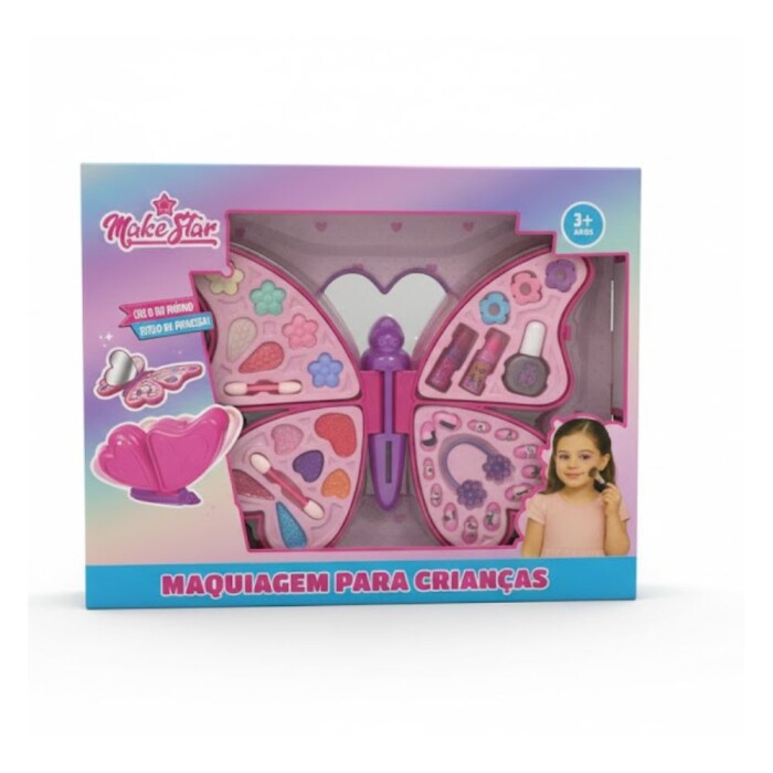Kit Maquiagem Infantil Formato De Borboleta Unitoys 3533