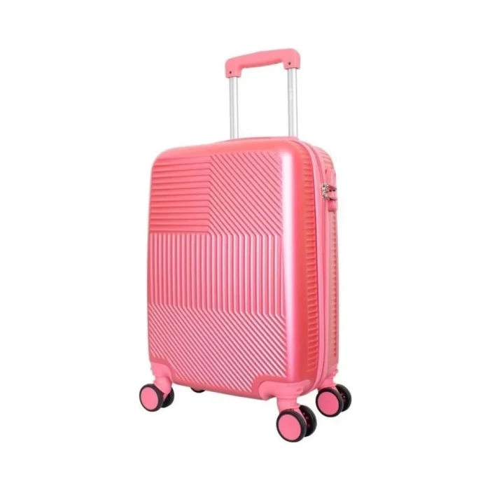 Mala De Viagem Fun Com Rodas Abs Rosa + Tsa Média Yins