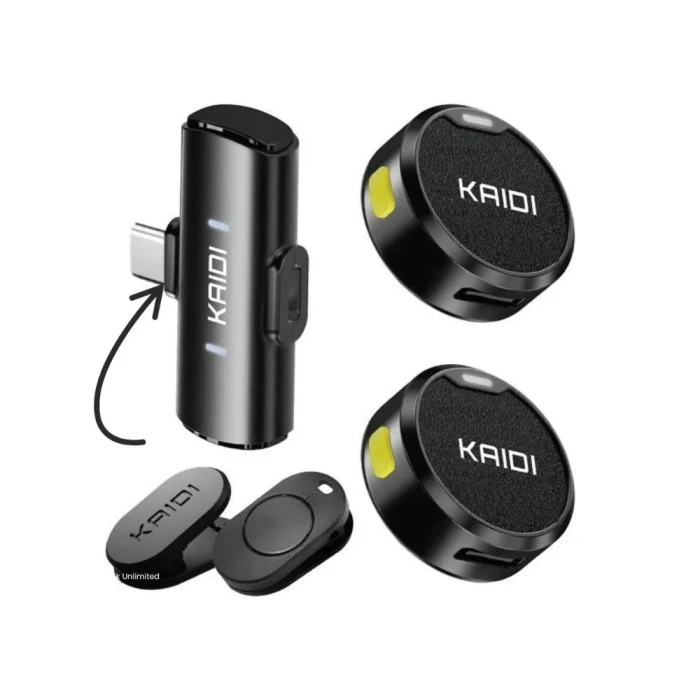 Microfone De Lapela Compacto Sem Fio USB Tipo-C Par Kmf4-C