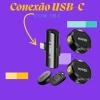 Microfone De Lapela Compacto Sem Fio USB Tipo-C Par Kmf4-C