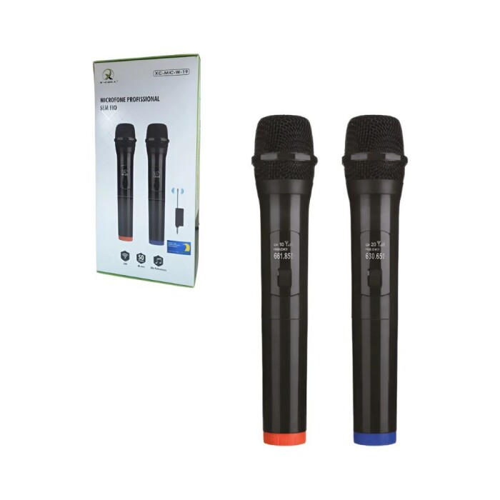 Microfone Profissional Sem Fio X-Cell XC-MIC-W-19 Preto
