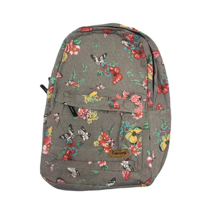 Mochila Com Estampa Floral Cinza Convoy Novo Mochila Com Estampa Floral Cinza Convoy Novo