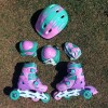 Patins Inline Kit Rosa Claro Tamanho 30-33 Ajustável Infantil