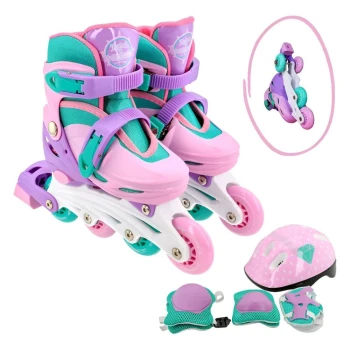 Patins Inline Kit Rosa Claro Tamanho 30-33 Ajustável Infantil