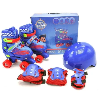 Patins Quadrado Kit Azul Unitoys Tam 34-37 Poliuretano 1557