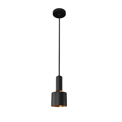 Pendente Attena Roma Cilindro 1xE27 15W Preto e Cobre Usado