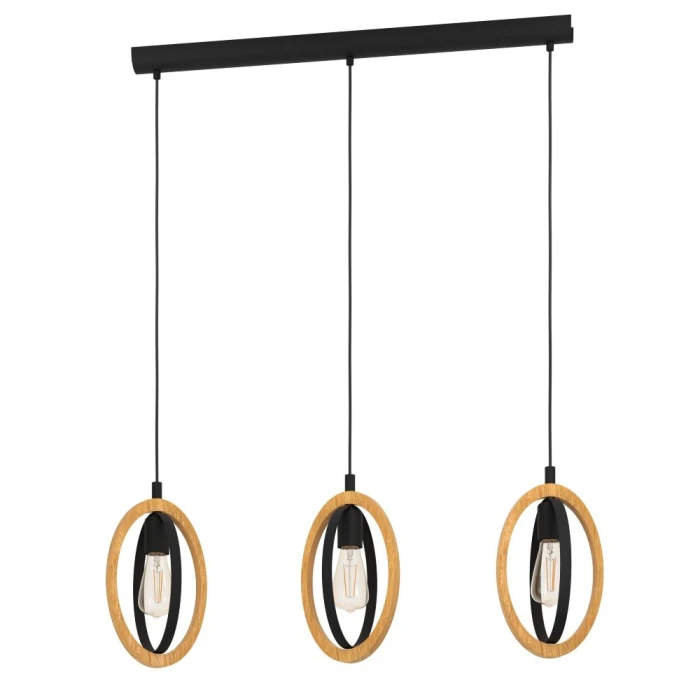 Pendente Basildon Triplo Preto 3X E27 Eglo 43462