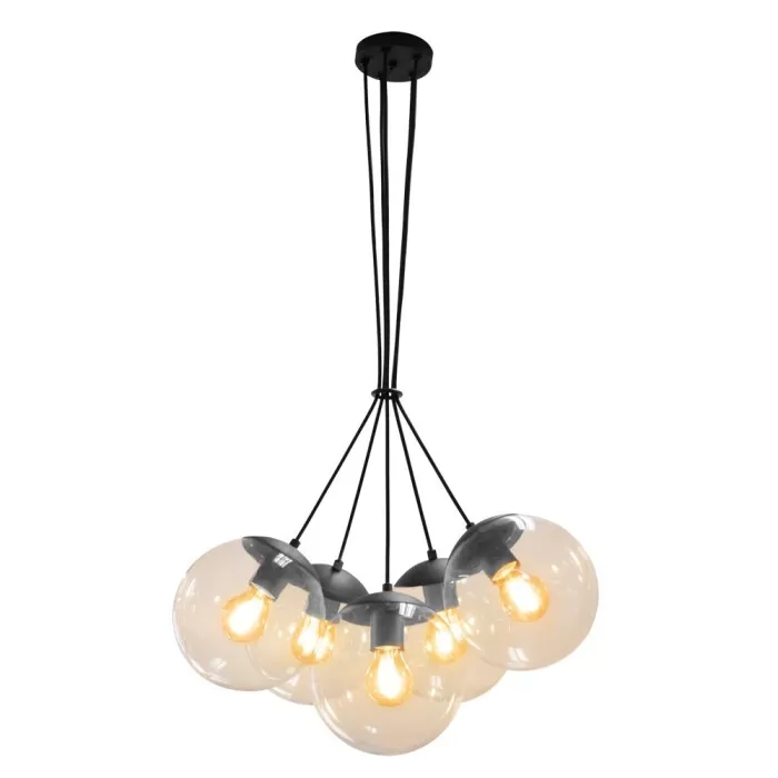 Pendente Globb Vidro Âmbar 5X E27 Bronze 880522 Blumenau