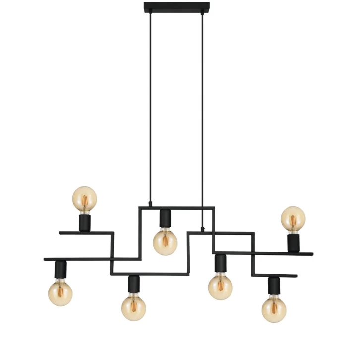 Pendente Candeeiro Fembard Preto 7X E27 Eglo Bivolt