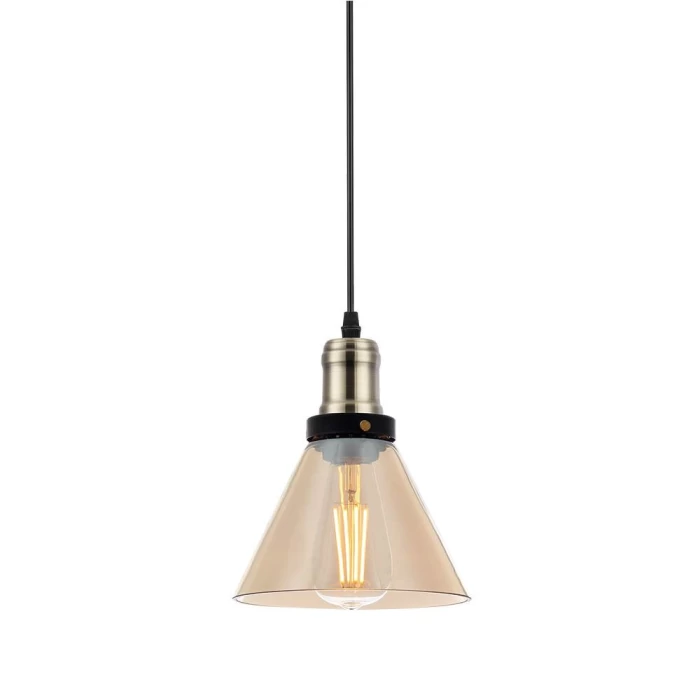 Pendente Soho Cone Vidro Âmbar 60W Bivolt Blumenau Novo