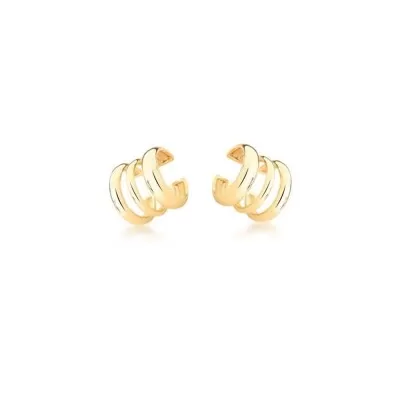 Piercing Banhado Dourado Liso 3 Coluna Vazado Novo