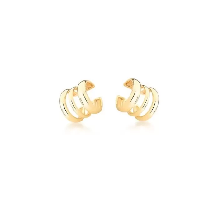 Piercing Banhado Dourado Liso 3 Coluna Vazado Novo