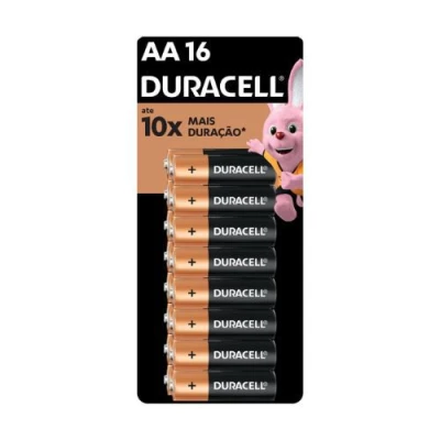 Pilha Duracell Alcalina AA Pequena Com 16 Unidades Blister