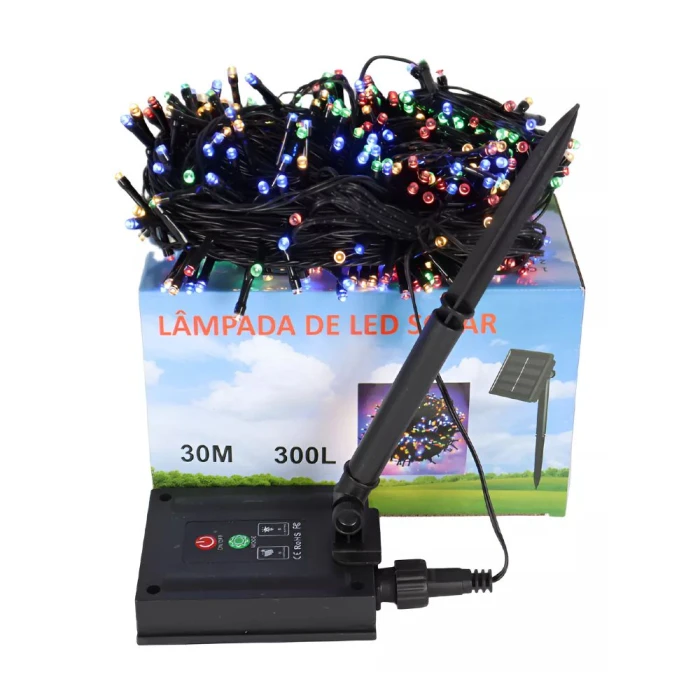 Pisca Pisca Com 300 Led 30 Metros Luz Colorido Energia Solar