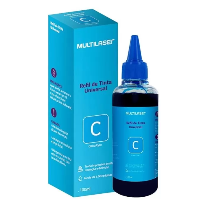 Refil De Tinta Compatível Epson/Hp Universal Ciano 100ml