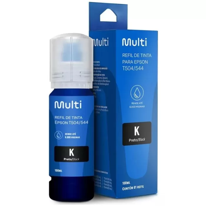 Refil De Tinta Compatível Epson T504/544 100mL Preto Multi