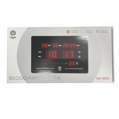 Relógio Led Digital De Parede Oasis Com Display Vermelho