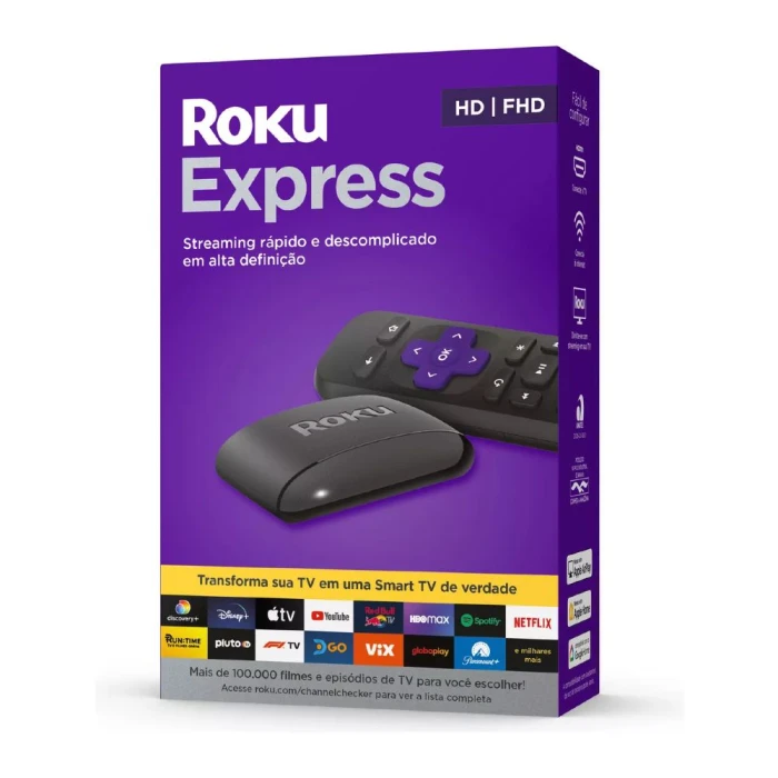 Roku Express Streaming Hd/FullHd Com Controle Preto Hdmi