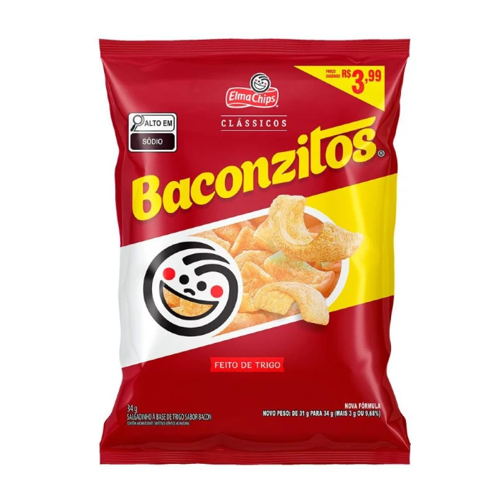 Salgadinho Baconzitos Tradicional 34 Gramas Salgadinho Baconzitos Tradicional 34 Gramas
