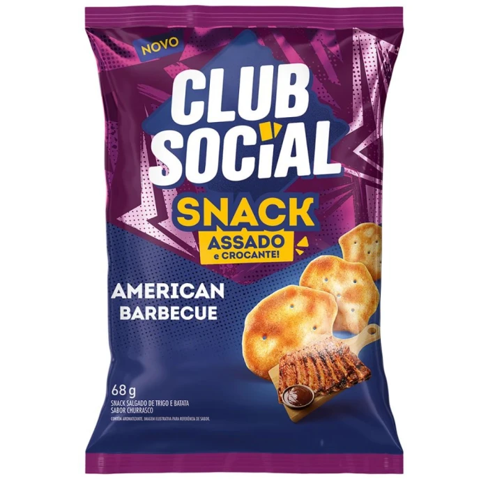 Snack Club Social Sabor Barbecue Pacote 68G Biscoito