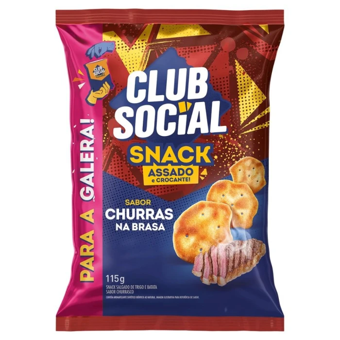 Snack Club Social Sabor Churrasco Pacote 68G Biscoito